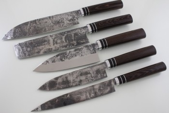 Набор кухонных ножей "Samurai" кованая сталь 95х18. Рукоять дерево Венге.